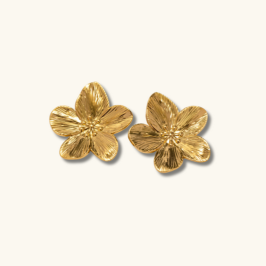 Nature-Inspired Gold Earrings | 18k Gold-Plated Floral Design 0