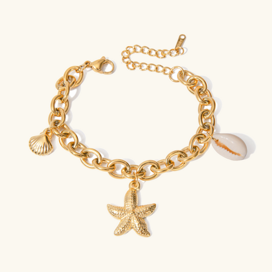 Ocean-Inspired Bracelet | Hypoallergenic Gold Chain with Sea Pendants 0
