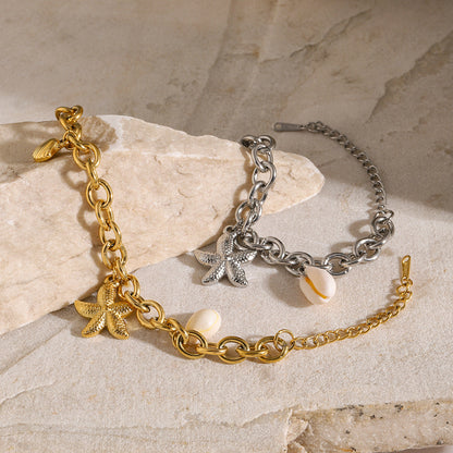Ocean-Inspired Bracelet | Hypoallergenic Gold Chain with Sea Pendants 6