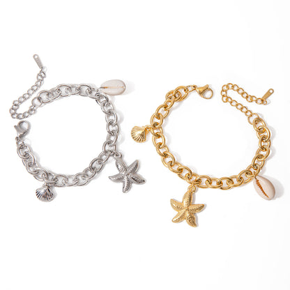 Ocean-Inspired Bracelet | Hypoallergenic Gold Chain with Sea Pendants 7