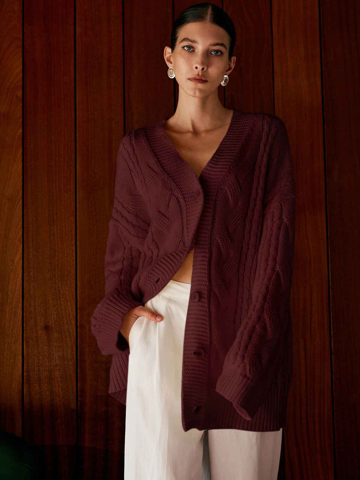 Oversized Cable Knit Outerwear | Warm Relaxed Fit for Cozy Layering 7