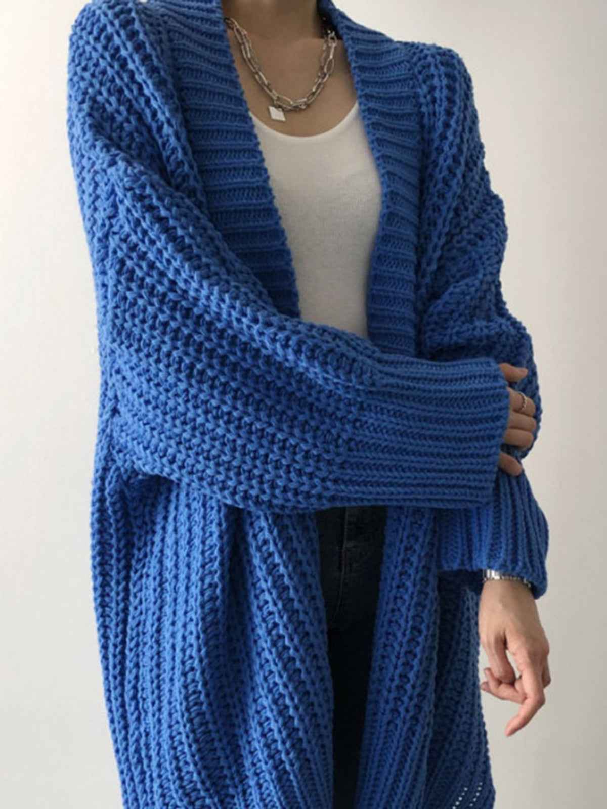 Oversized Knit Outerwear | Relaxed Fit with Stylish Split Design 1