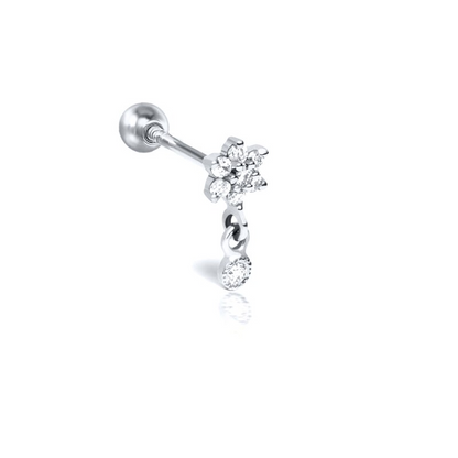 Pave Drop Stud Earrings | Hypoallergenic S925 Sterling Silver with 18K Gold Plating 2