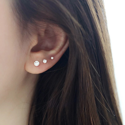 Pave Stud Earrings | Hypoallergenic S925 Sterling Silver with 18K Gold Plating 0