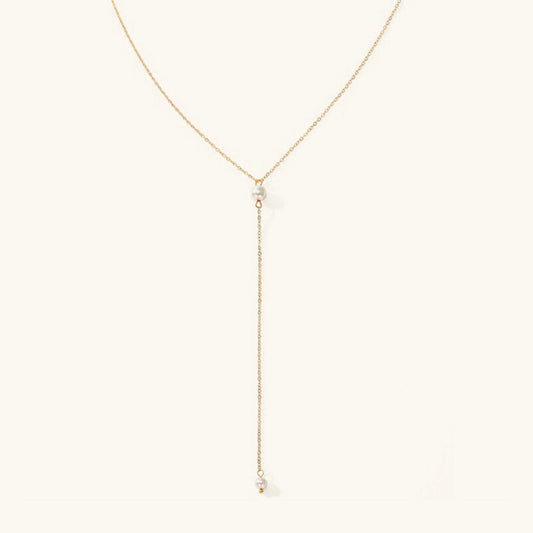 Pearl Tassel Necklace | Elegant Freshwater Pearls with Gold Plating 0