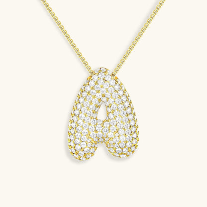 Personalized Bubble Initial Necklace | 18k Gold with Diamond Simulant 0