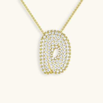 Personalized Bubble Initial Necklace | 18k Gold with Diamond Simulant 11