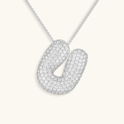 Personalized Bubble Initial Necklace | 18k Gold with Diamond Simulant 13