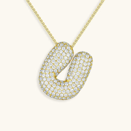 Personalized Bubble Initial Necklace | 18k Gold with Diamond Simulant 16