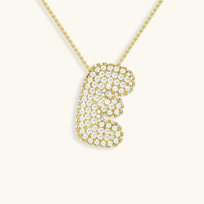Personalized Bubble Initial Necklace | 18k Gold with Diamond Simulant 17