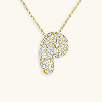 Personalized Bubble Initial Necklace | 18k Gold with Diamond Simulant 18