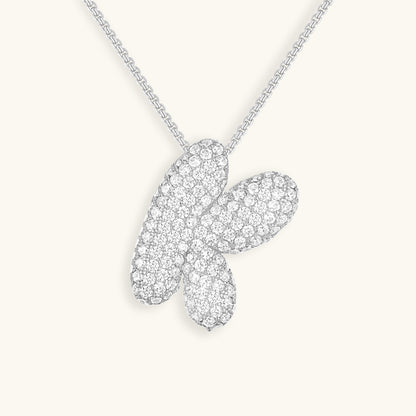 Personalized Bubble Initial Necklace | 18k Gold with Diamond Simulant 19