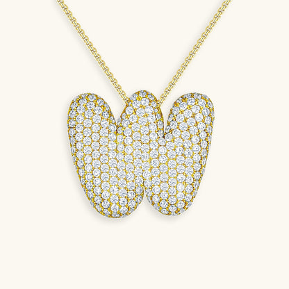 Personalized Bubble Initial Necklace | 18k Gold with Diamond Simulant 21