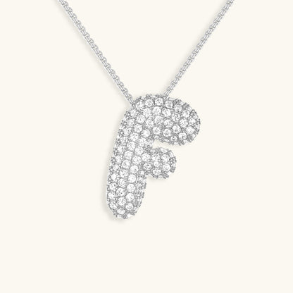 Personalized Bubble Initial Necklace | 18k Gold with Diamond Simulant 23