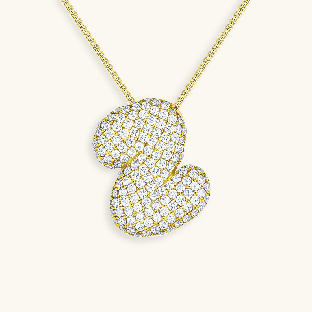 Personalized Bubble Initial Necklace | 18k Gold with Diamond Simulant 25