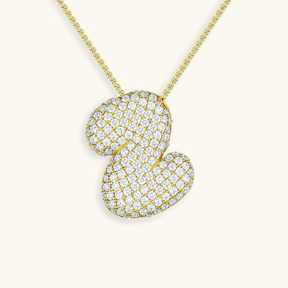 Personalized Bubble Initial Necklace | 18k Gold with Diamond Simulant 25