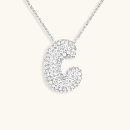 Personalized Bubble Initial Necklace | 18k Gold with Diamond Simulant 27