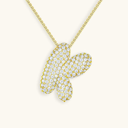 Personalized Bubble Initial Necklace | 18k Gold with Diamond Simulant 31