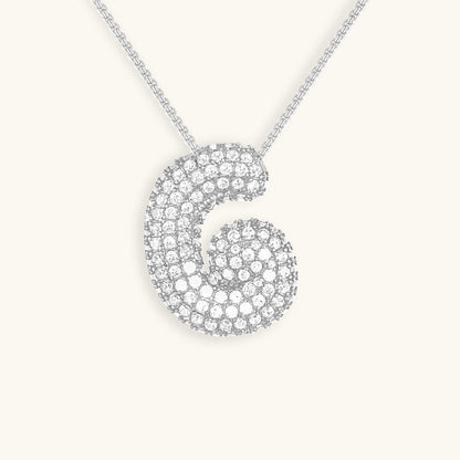 Personalized Bubble Initial Necklace | 18k Gold with Diamond Simulant 36