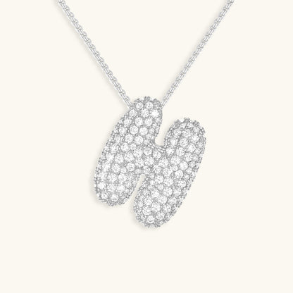 Personalized Bubble Initial Necklace | 18k Gold with Diamond Simulant 38