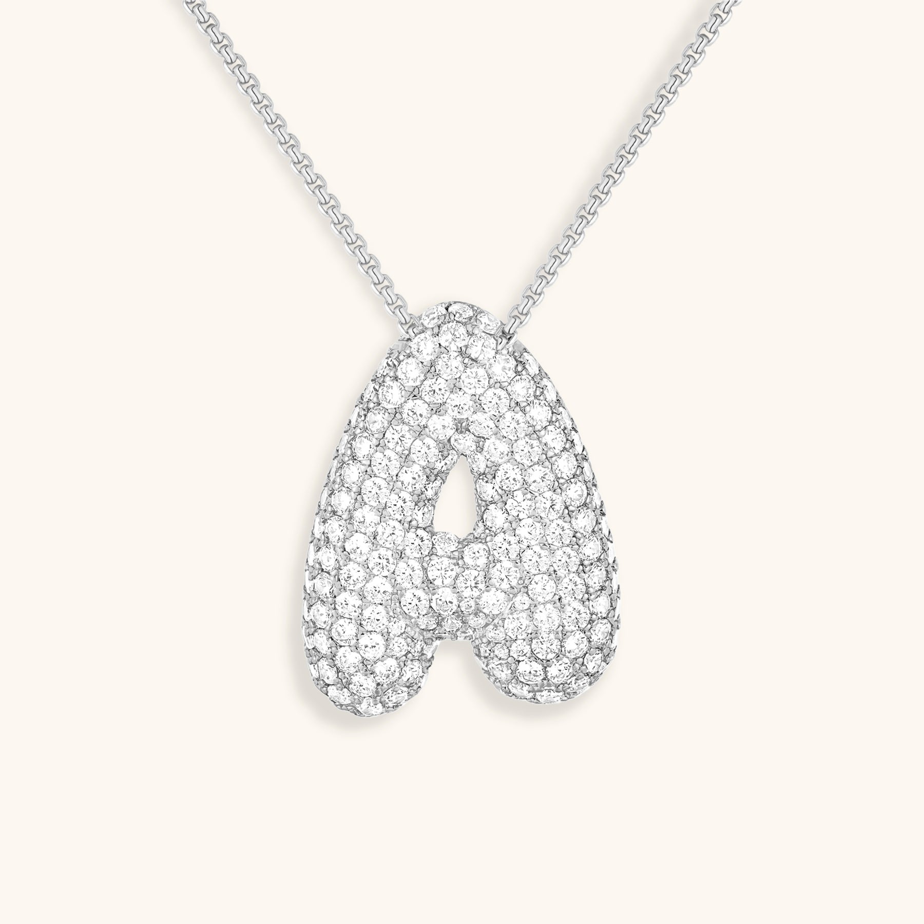 Personalized Bubble Initial Necklace | 18k Gold with Diamond Simulant 41