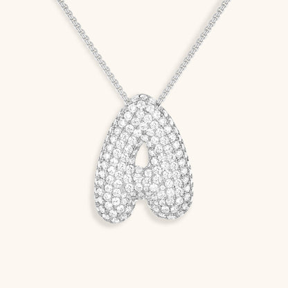 Personalized Bubble Initial Necklace | 18k Gold with Diamond Simulant 41