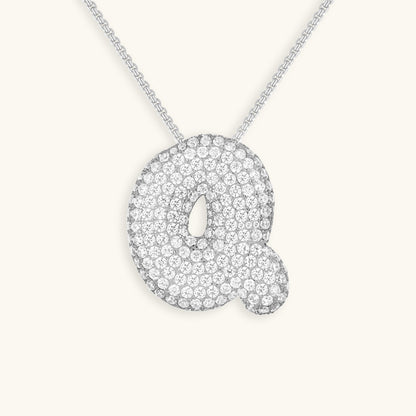 Personalized Bubble Initial Necklace | 18k Gold with Diamond Simulant 43