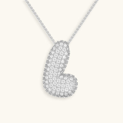 Personalized Bubble Initial Necklace | 18k Gold with Diamond Simulant 49
