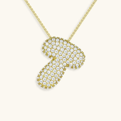 Personalized Bubble Initial Necklace | 18k Gold with Diamond Simulant 51