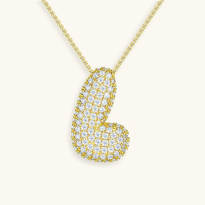 Personalized Bubble Initial Necklace | 18k Gold with Diamond Simulant 56