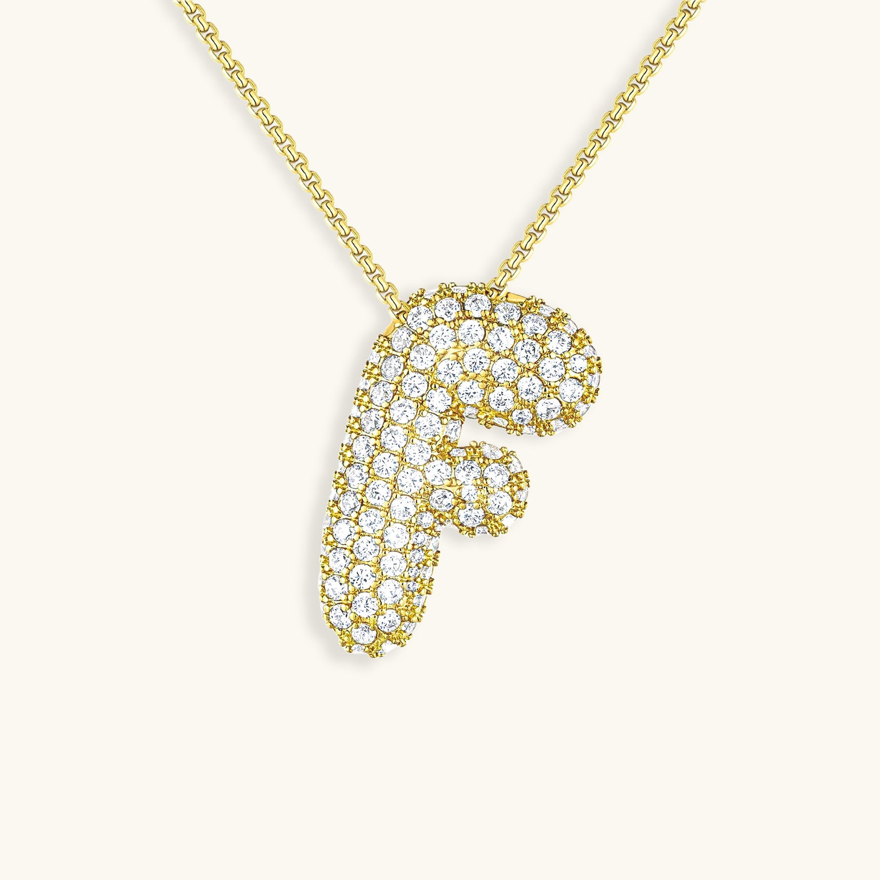 Personalized Bubble Initial Necklace | 18k Gold with Diamond Simulant 9
