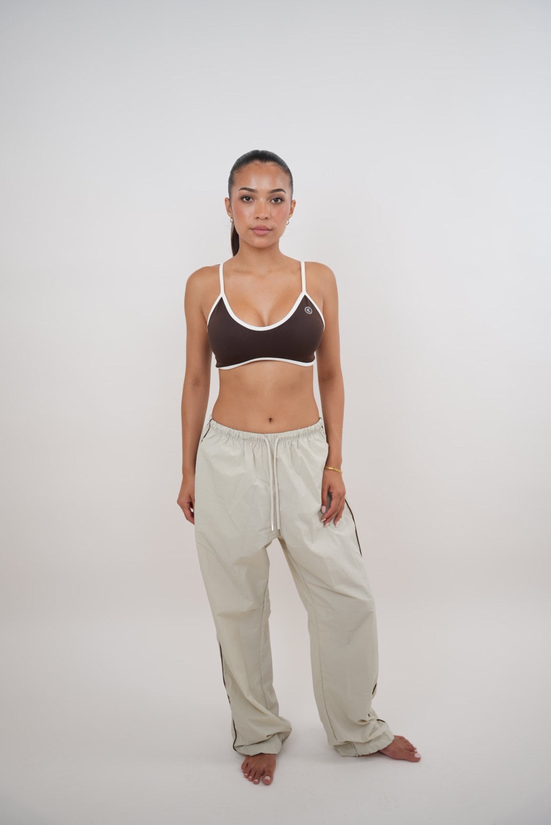 I Accept Change with Grace Beige Veelzijdige Relaxte Pasvorm Broek