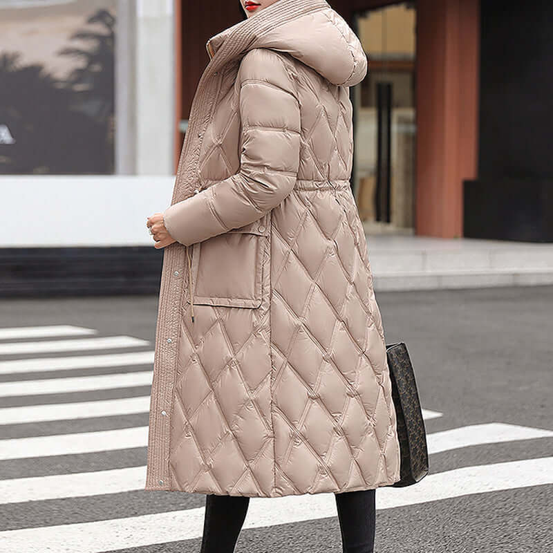 Quilted Winter Jacket | Cozy Knee-Length Design with Hood 2