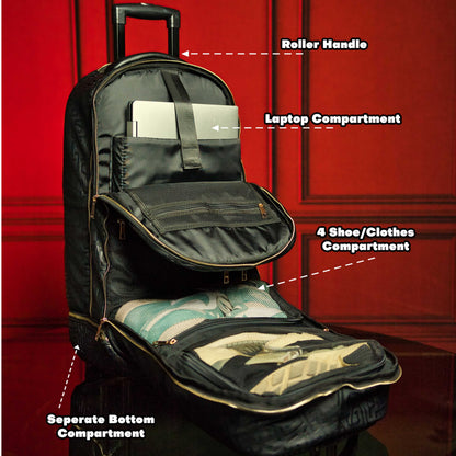 Zwarte leren trolleytas set