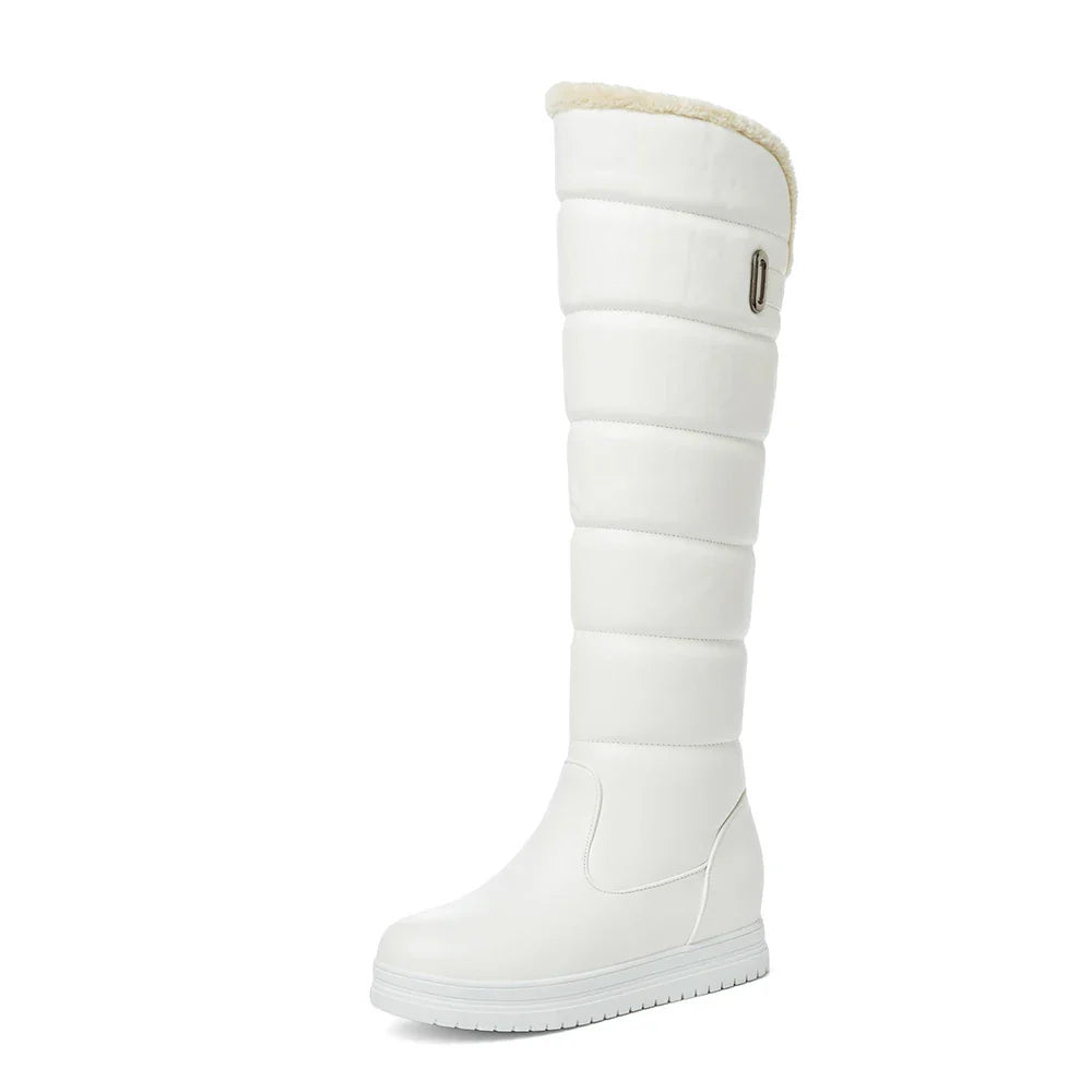 Knee-High Winter Boots | Eco-Leather Puffer Design with Faux Fur Lining 1