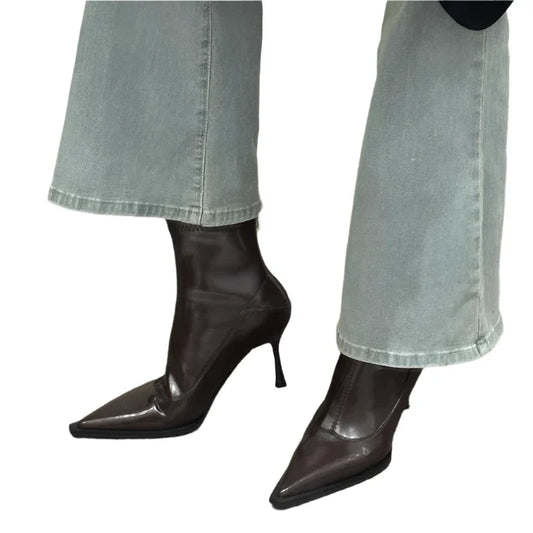 Faux-Leather Ankle Boots