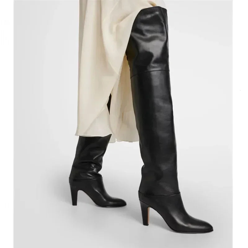 Over The Knee Boots | Plush Lined Genuine Leather with Elegant Heel 2
