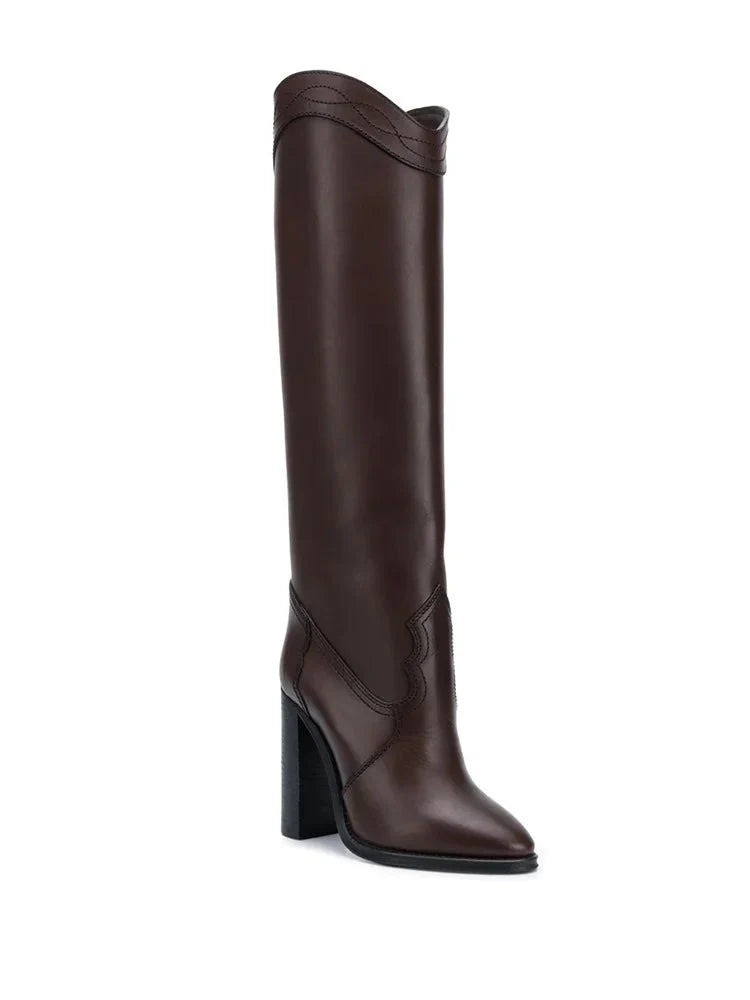 Knee High Cowboy Boots | Genuine Leather with Classic Design and 3-Inch Heel 3