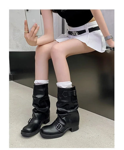 Eco-Leather Motorcycle Boots | Slouchy Design with Durable Rubber Sole 2