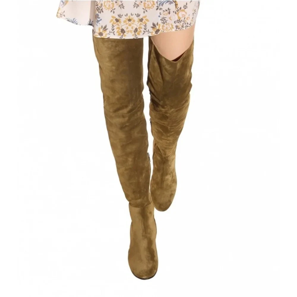 Over The Knee Boots | Chic Faux Suede Design with Comfortable Block Heel 3