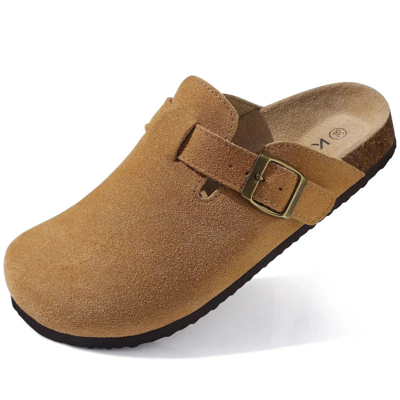 Suede Buckled Clogs | GRACE