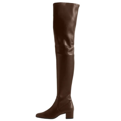Over The Knee Boots | Soft Genuine Leather with Comfortable Block Heel 4
