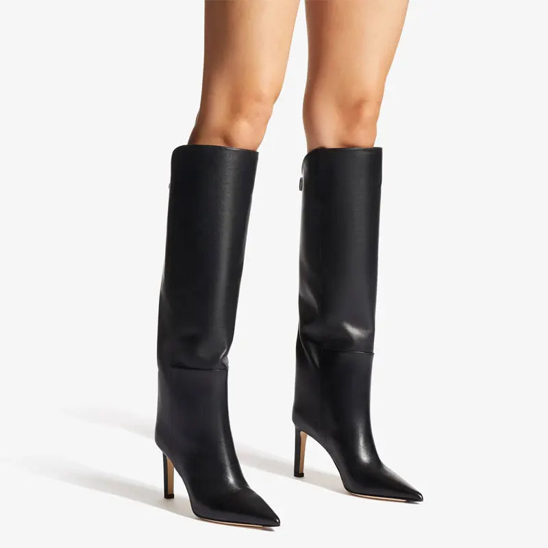 Eco-Leather Knee High Boots | Stylish Pointed Toe Design with Secure Fit 1