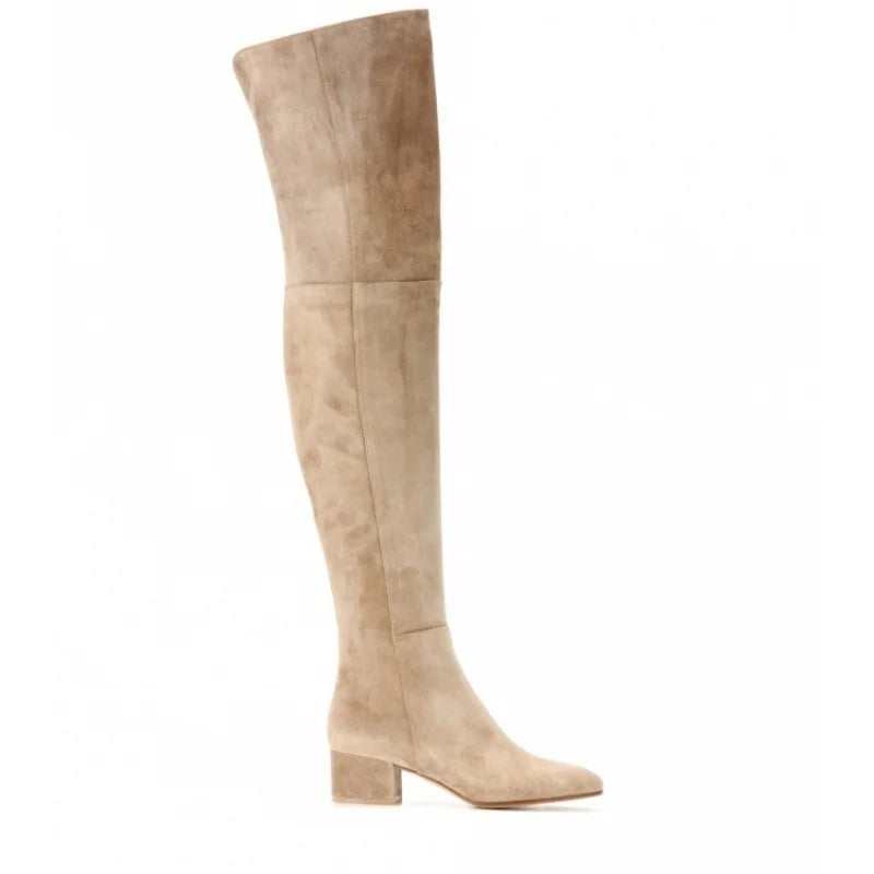 Over The Knee Boots | Chic Faux Suede Design with Comfortable Block Heel 4