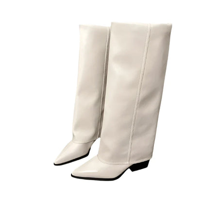 Fold-Over Eco-Leather Knee High Boots | Adjustable Fit with Chic Design 8