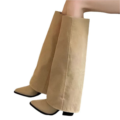 Fold-Over Eco-Leather Knee High Boots | Adjustable Fit with Chic Design 9