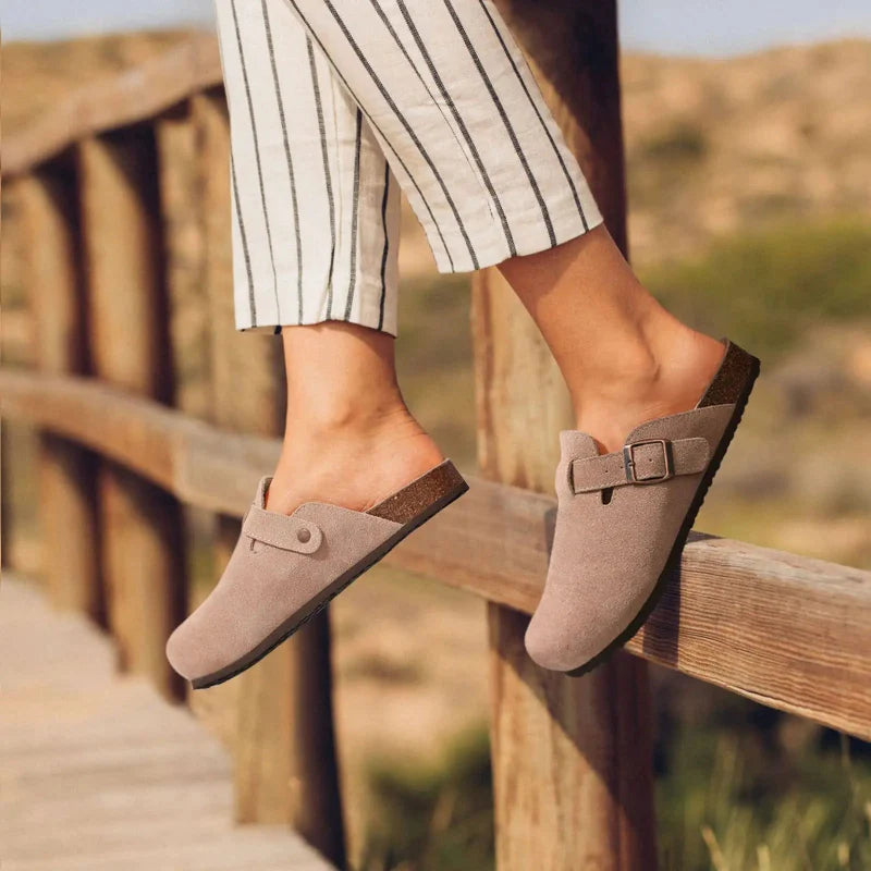 Suede Buckled Clogs | GRACE