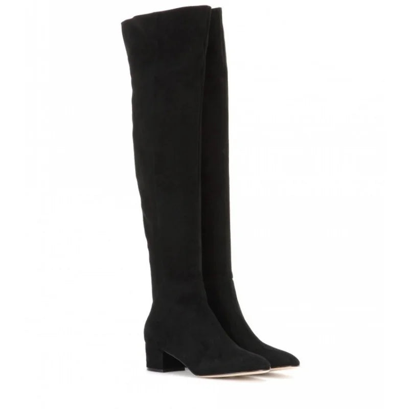 Over The Knee Boots | Chic Faux Suede Design with Comfortable Block Heel 1