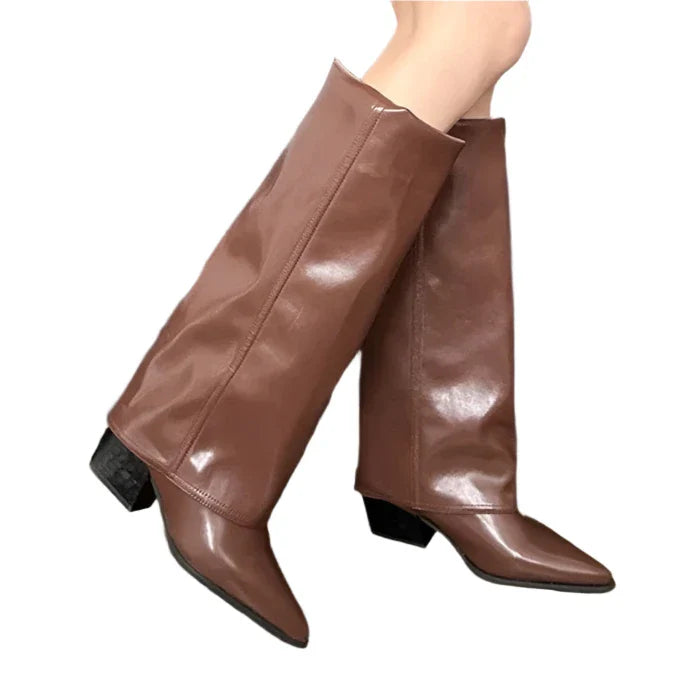 Fold-Over Eco-Leather Knee High Boots | Adjustable Fit with Chic Design 7