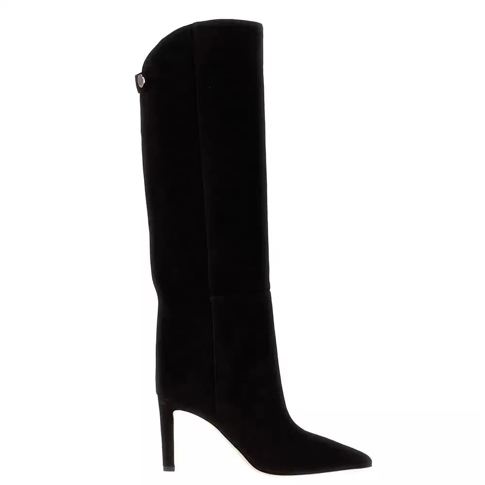 Knee High Boots | Eco-Suede Long Boots with Pointed Toe and Comfortable Sole 8